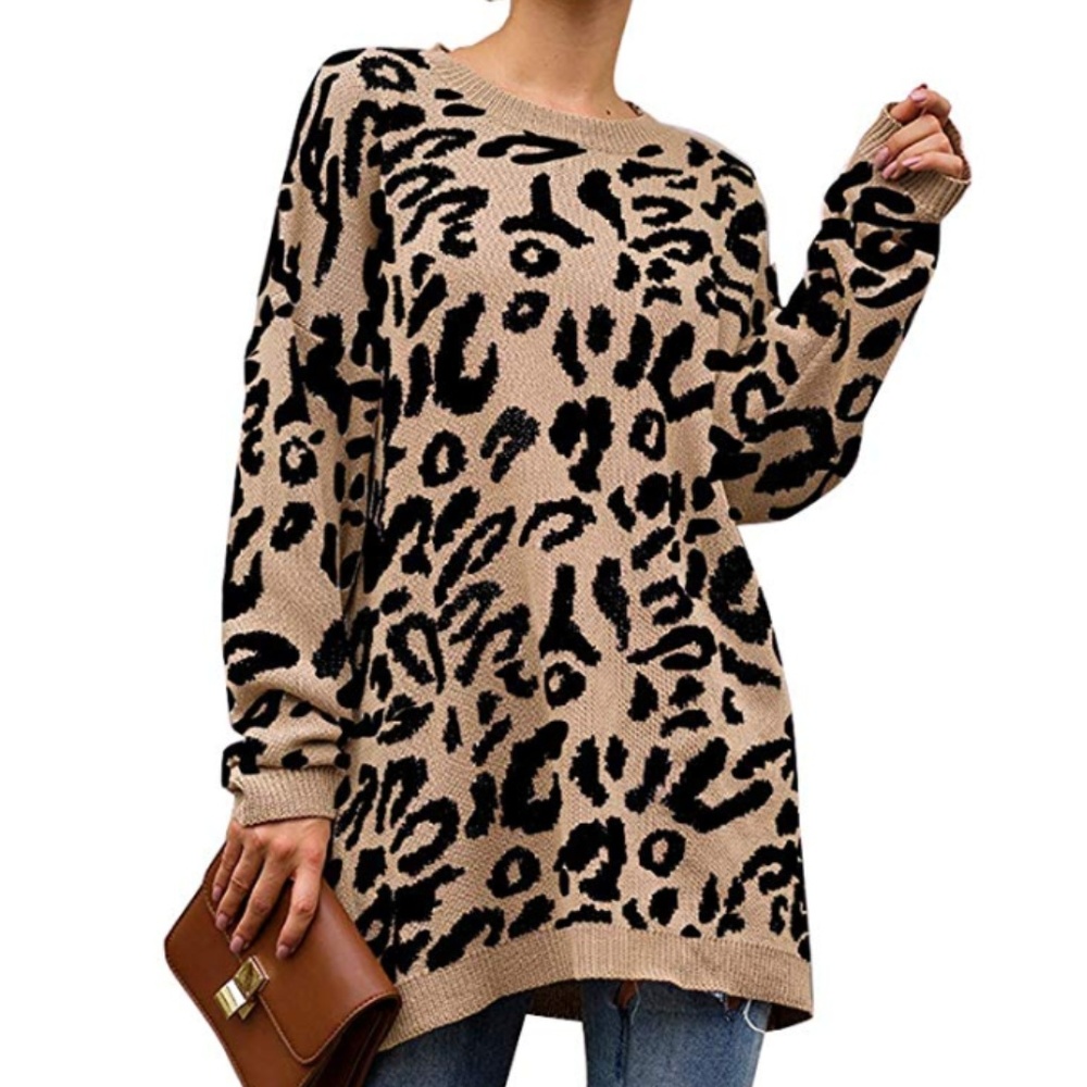 Leopard Print Oversized Pullover/Sweater (NEW)